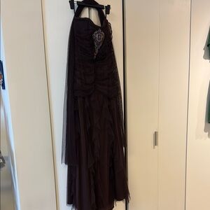 Jessica McClintock Strapless Dress in Rich Brown